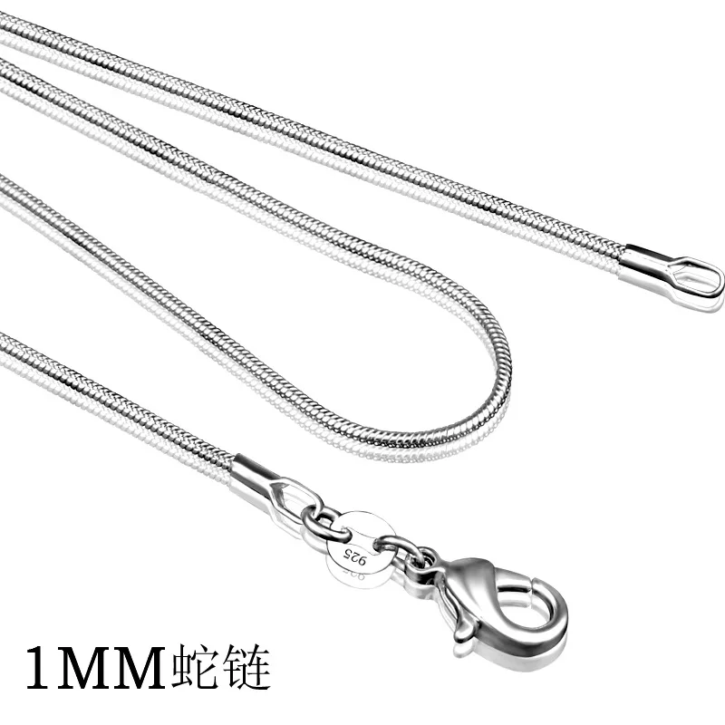 wholesale Silver color Snake Necklace 1mm 16/18/20/22/24 inch Prata snake chain Collar de Free Shipping | Украшения и аксессуары