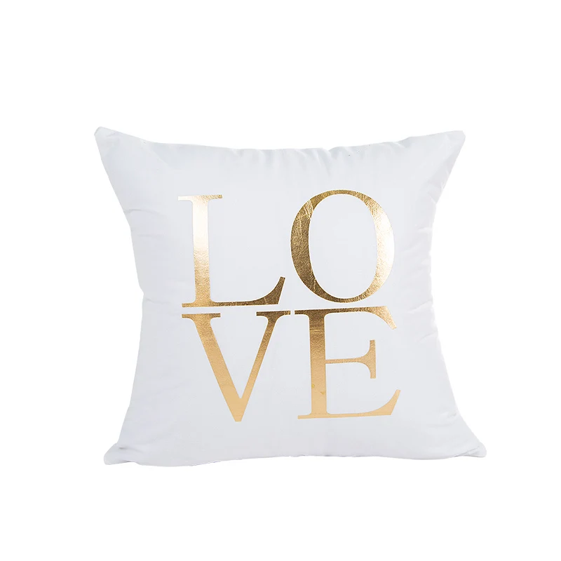 Простая белая золотистая наволочка для подушки 45*45 см без внутренней буквы