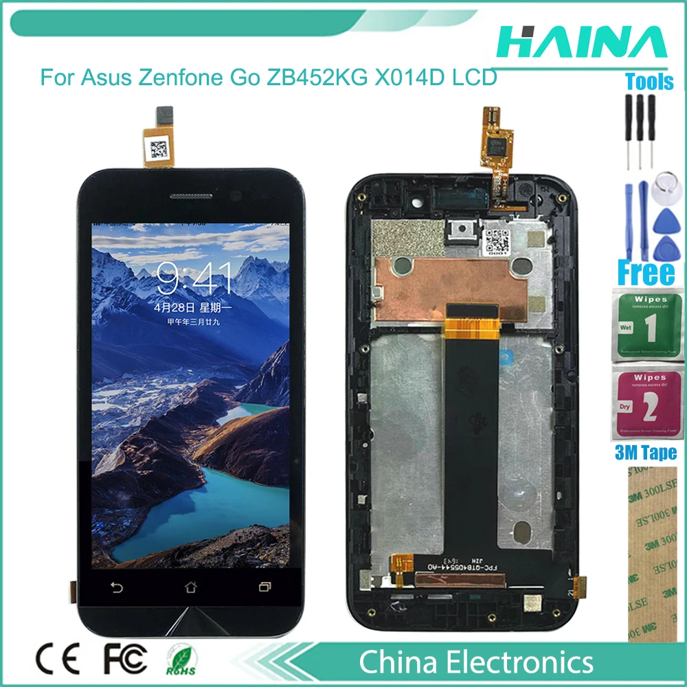 

Рамка сенсорного телефона Lcd для Asus Zenfone Go ZB452KG X014D ЖК-дисплей с кодирующий преобразователь сенсорного экрана в сборе с инструментами