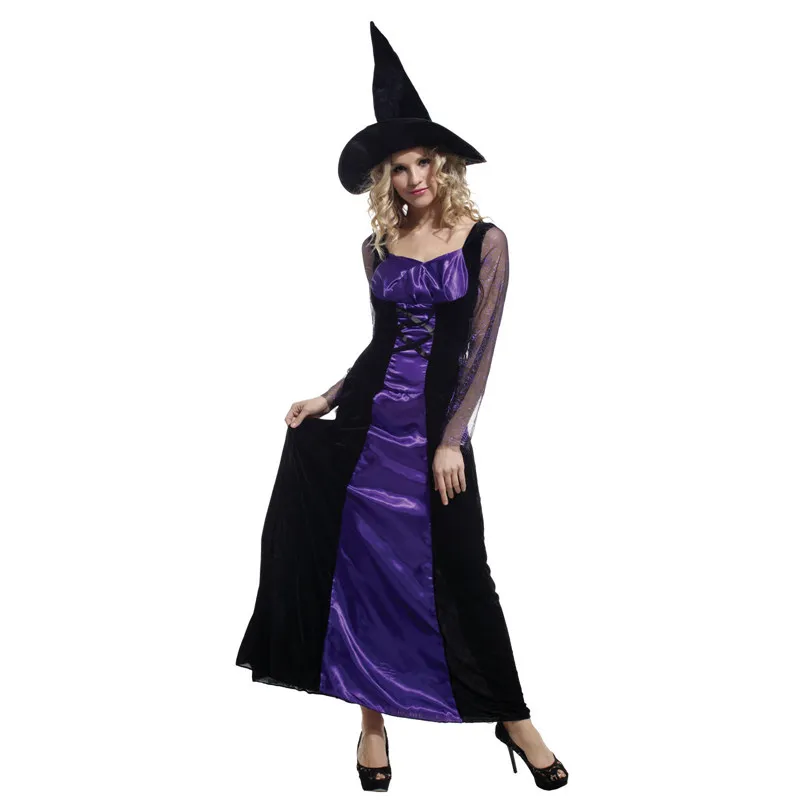 

Umorden Purim Carnival Halloween Party Costumes Fancy Witch Dress for Women Adult Witch Costume Cosplay Dresses Hat Set