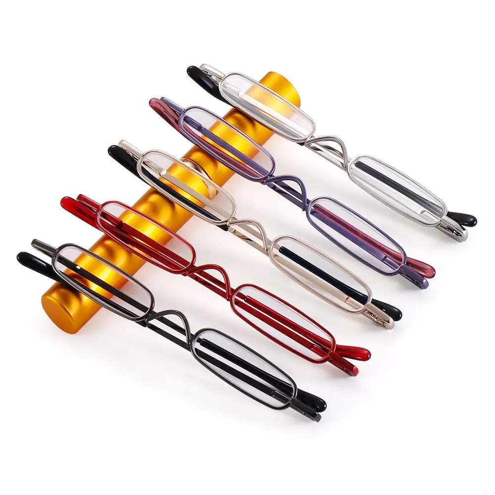

Spring Hinged Eyeglasses Men Women with Pen Clip Tube Case Readers Slim Reading Glasses Slim Pen Reading Glasses
