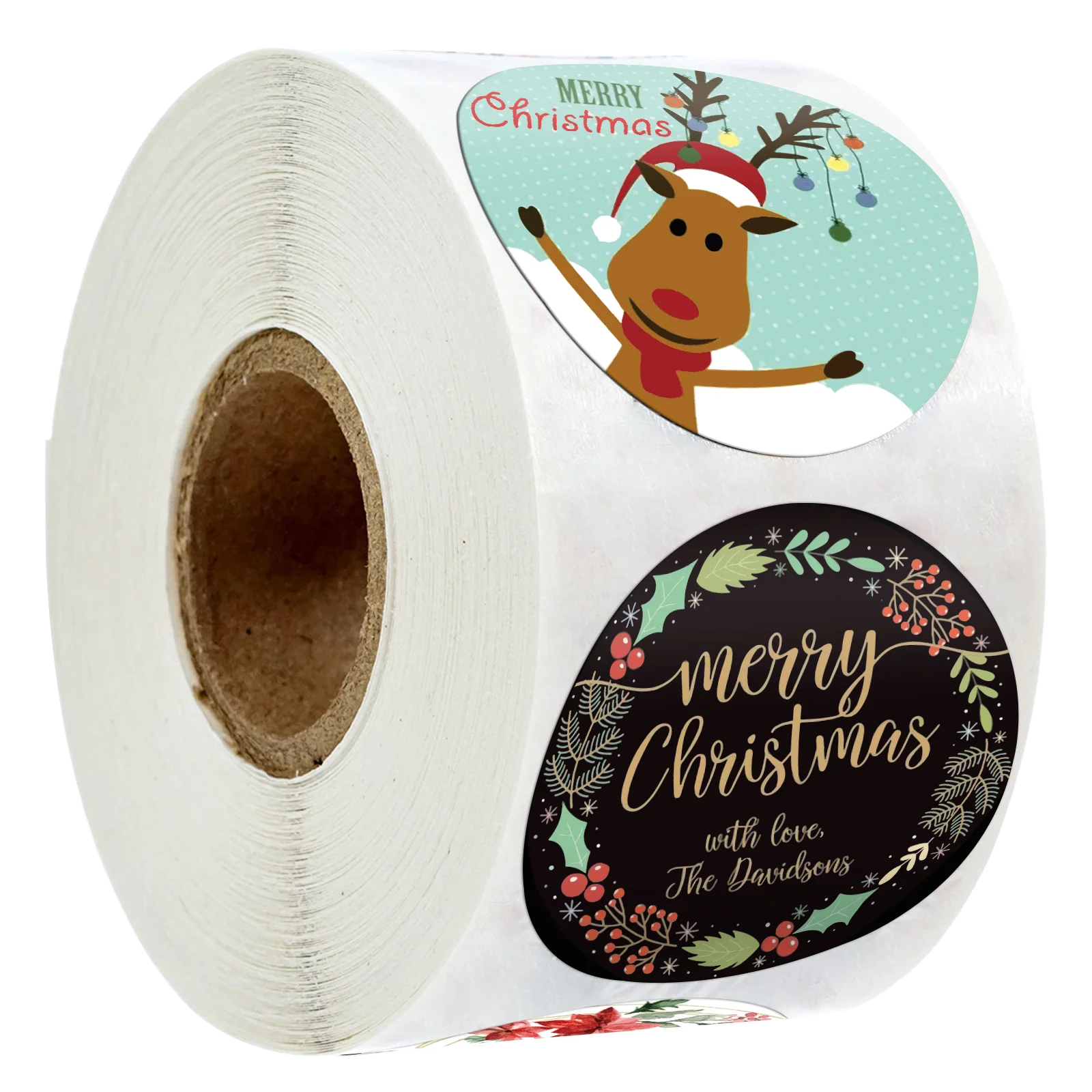 

500Pcs Flowers Merry Christmas Sticker 6 Design Round Thank You Label Sealing Stickers For Card Box Package Decor Party Supplies