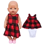 Розовый комплект с платьем с шапка подходит для 43 см для ухода за ребенком для мам, в клеточку, детское Кукольное костюм для 18-дюймовой куклы для девочек, подарки для детей