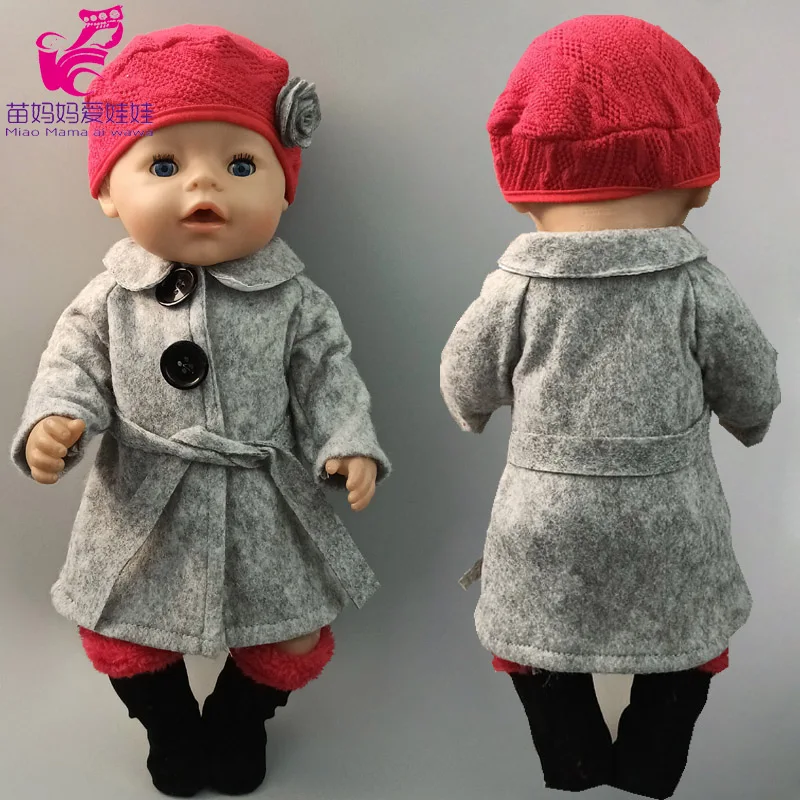 Комплект зимней одежды для девочек 18 дюймов вязаное модное платье с шапкой и