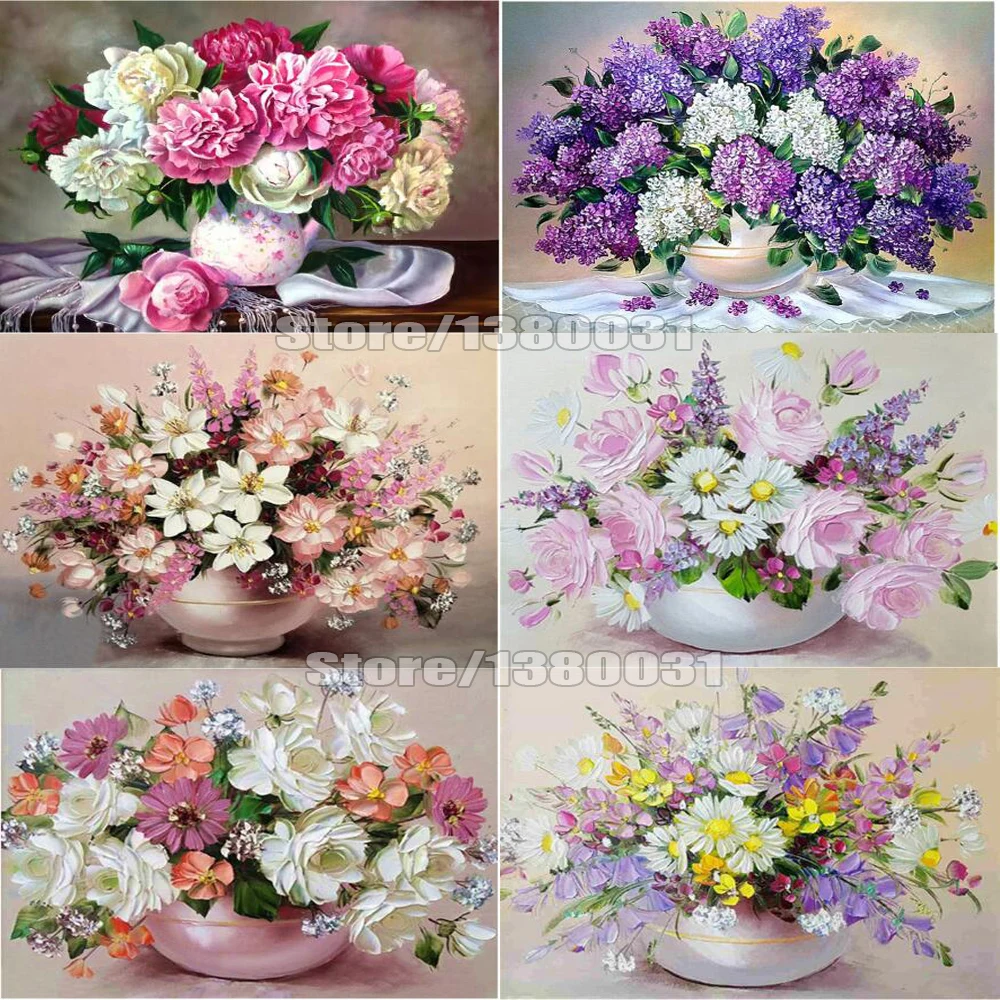 Алмазная живопись алмазная вышивка 5d полноразмерная Ваза сделай сам Цветочная