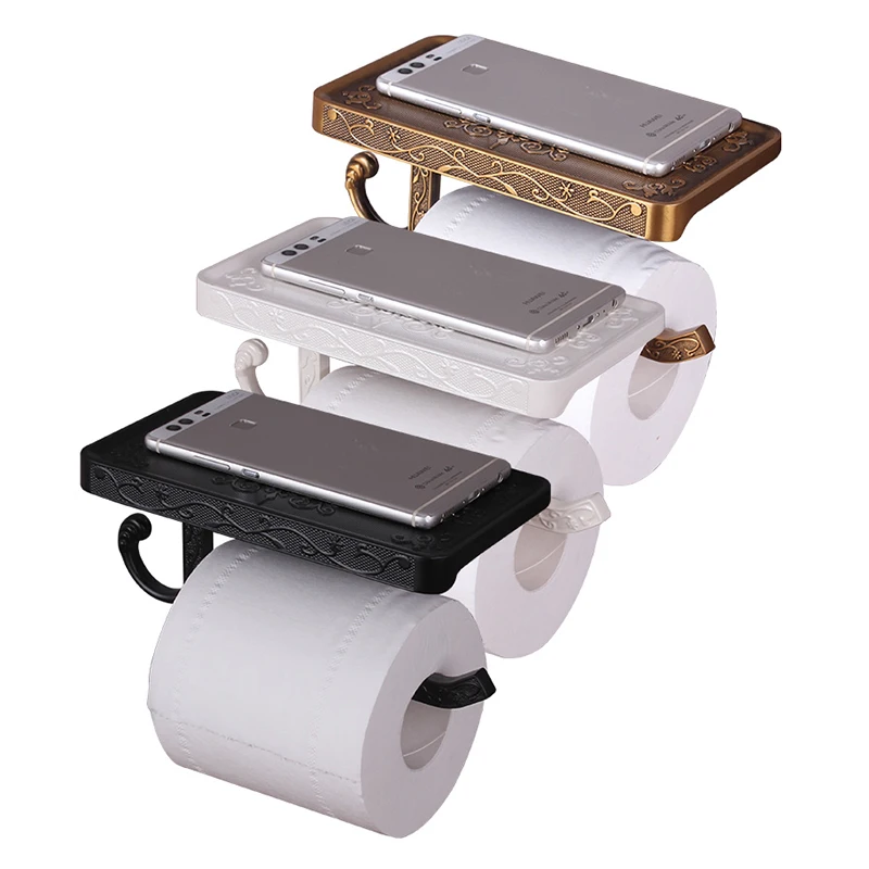 Держатель для туалетной бумаги с полкой телефона настенный держатель хранения