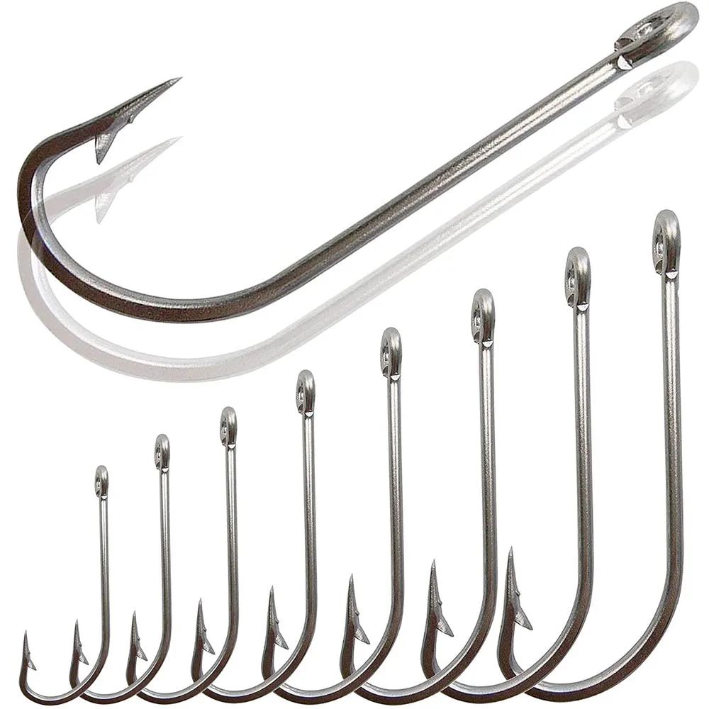 

30pcs 34007 Stainless Steel Fishing Hooks White Big Extra Long Shank Fishing Hook Size 1/0 2/0 3/0 4/0 5/0 6/0 7/0 8/0 9/0 10/0