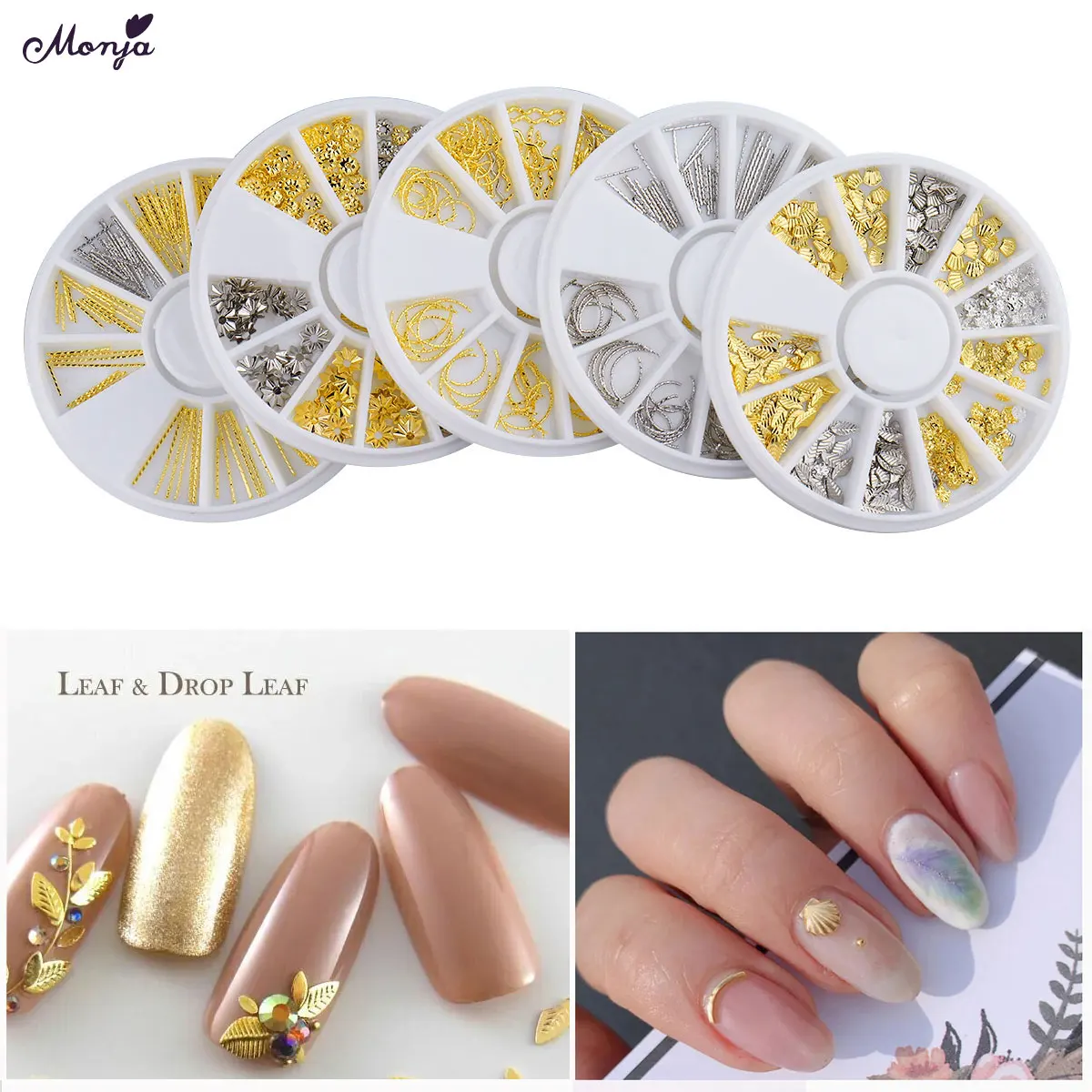 Monja 12 решеток/коробка для дизайна ногтей металлические заклепки украшения