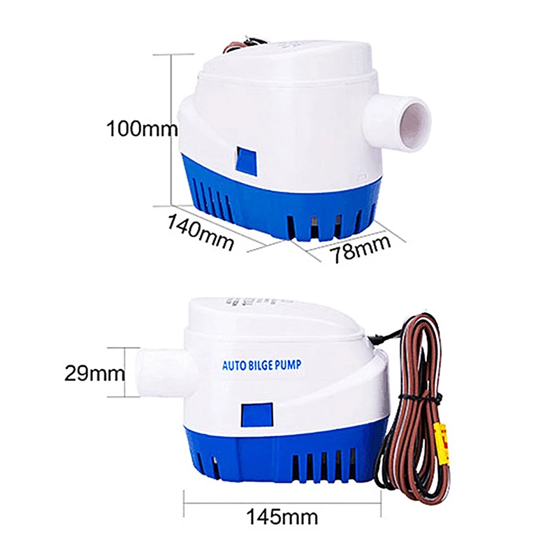 

1100GPH Automatic boat bilge pump 12V Electric Marine Pump Boat Water Exhaust Pump Submersible Bilge Sump With Float Switch