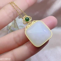kjjeaxcmy fine jewelry natural white jade 925 sterling silver women pendant necklace chain support test beautiful