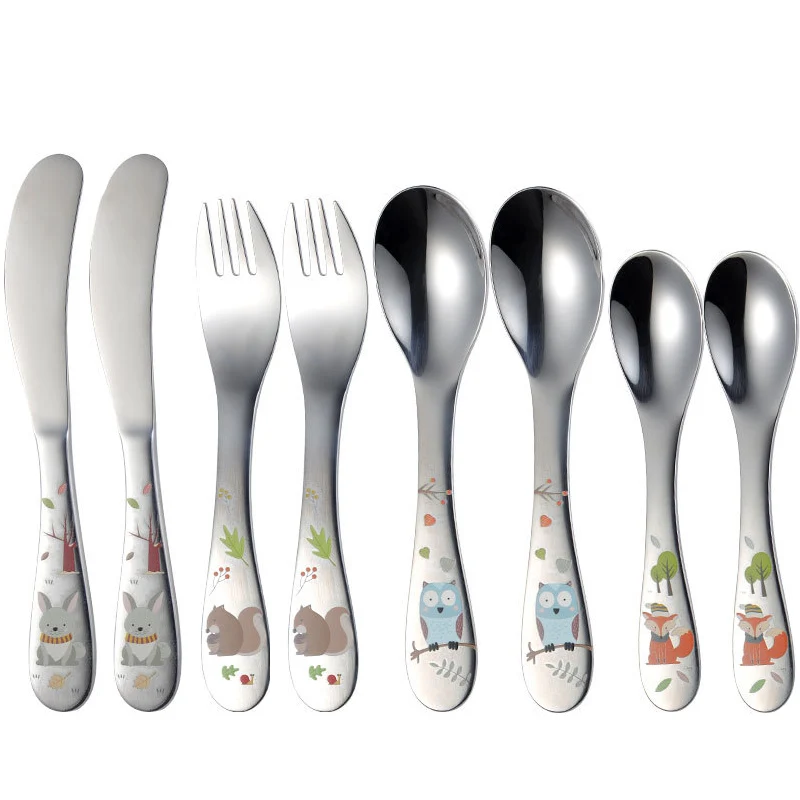 

4/8 шт., детские столовые приборы из нержавеющей стали