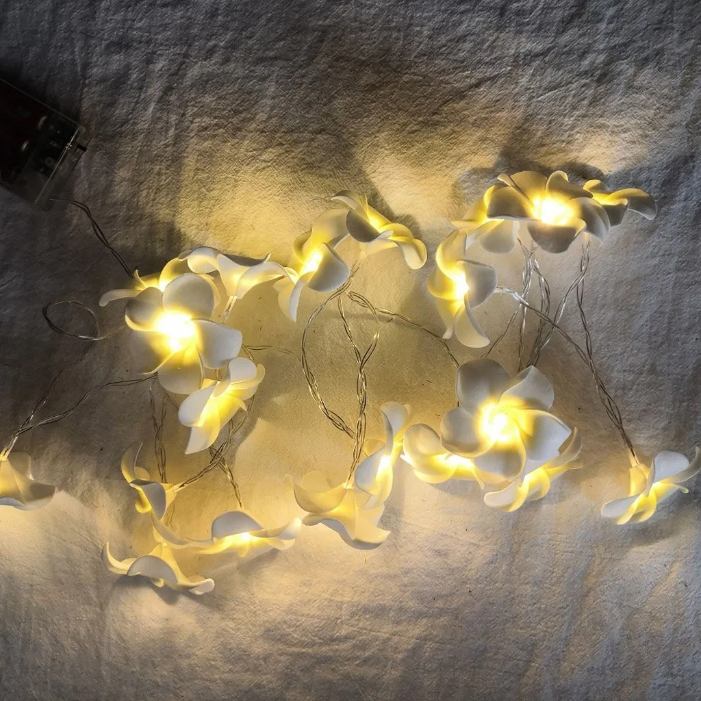 Винтаж Frangipani Светодиодная лампа в форме цветка строка Батарея дома вечерние