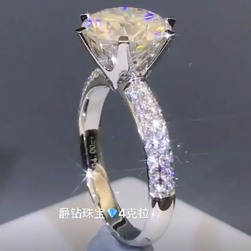 10K белое золото 1 2 3 5 карат ряда круглое Moissanite бриллиантовое кольцо для женщин