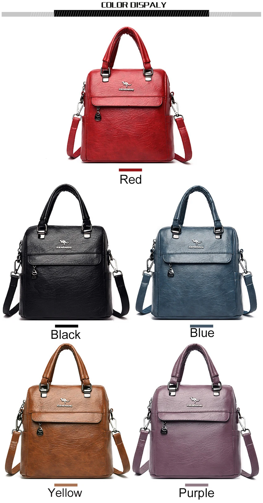

High Quality Handbag For Women Multifunctional Back Bags PU Leather Crossbody Morrales Para Mujer Shoulder Rugtas Designer Small