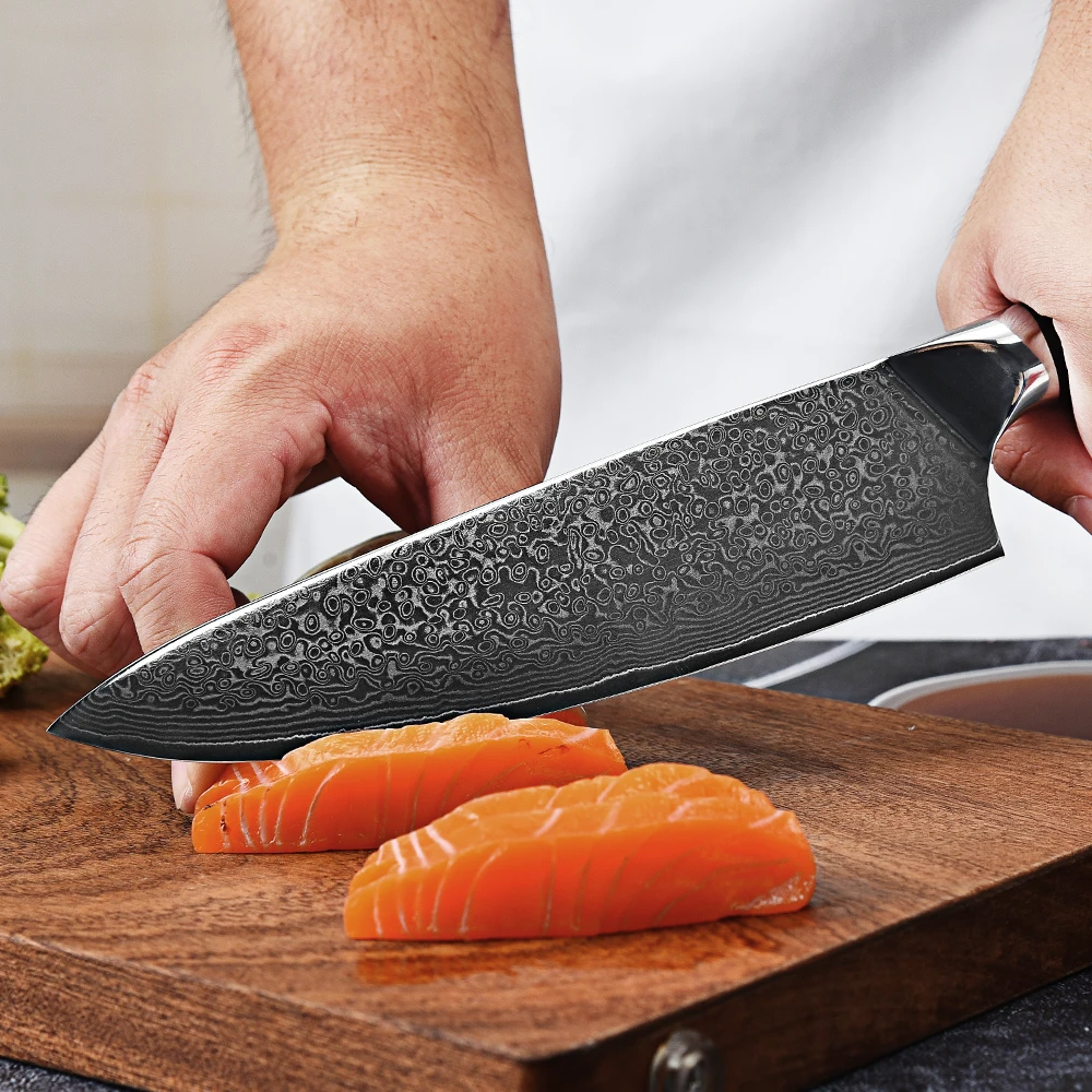 Оптовая продажа с фабрики дамасский поварской нож домашний кухонный острый