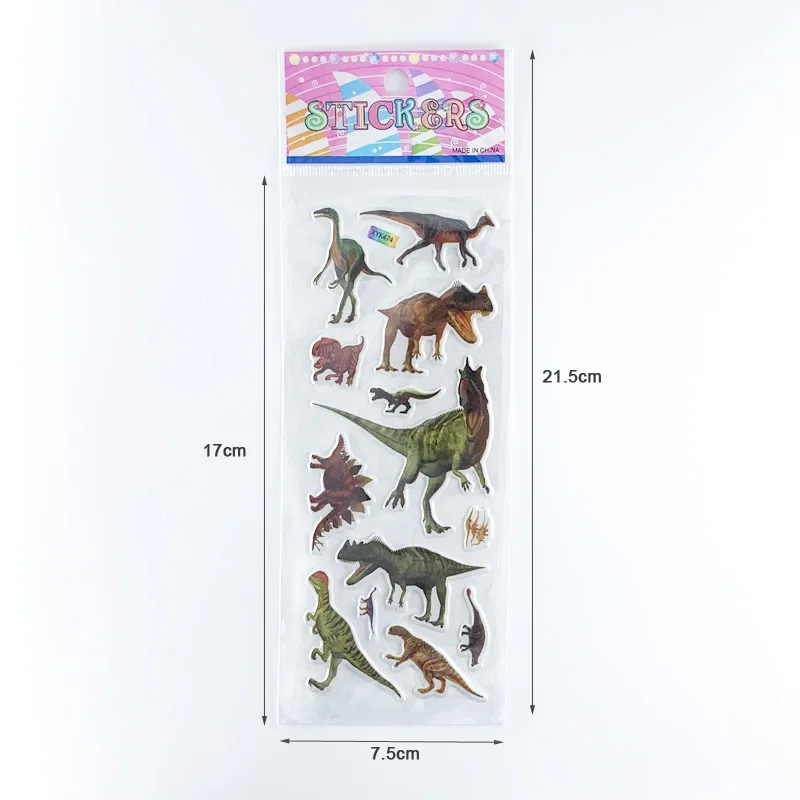 Juego de 12 hojas de pegatinas de dibujos animados en 3D para ni&ntilde;os, pegatinas de dibujos animados de animales, Burbuja de PVC, abalorios de manualidades para ni&ntilde;os, regalos para ni&ntilde;os-4