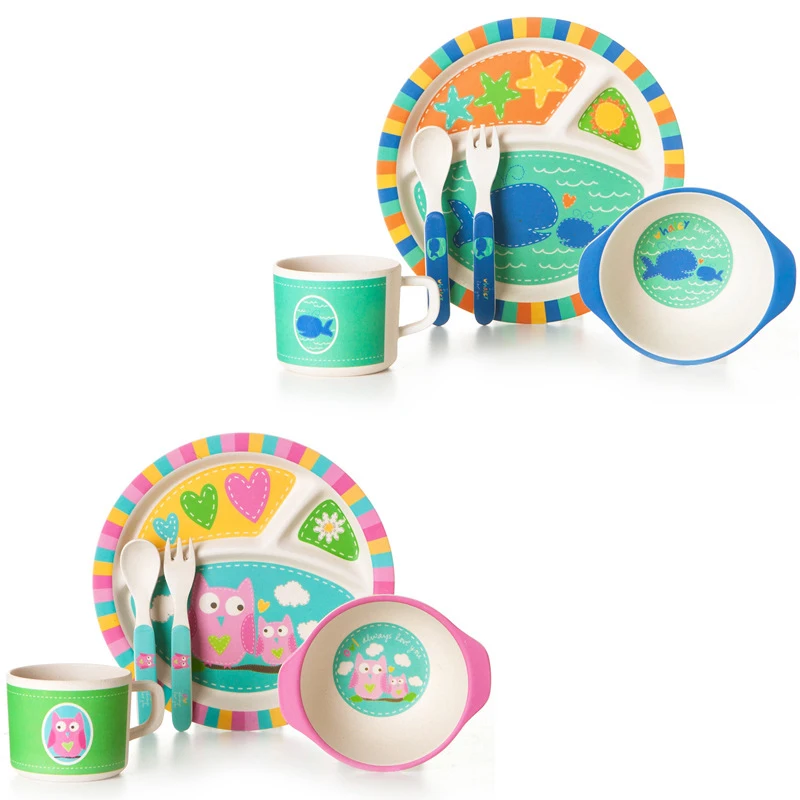 5 шт./компл. детская посуда для кормления с героями мультфильмов Экологичная из