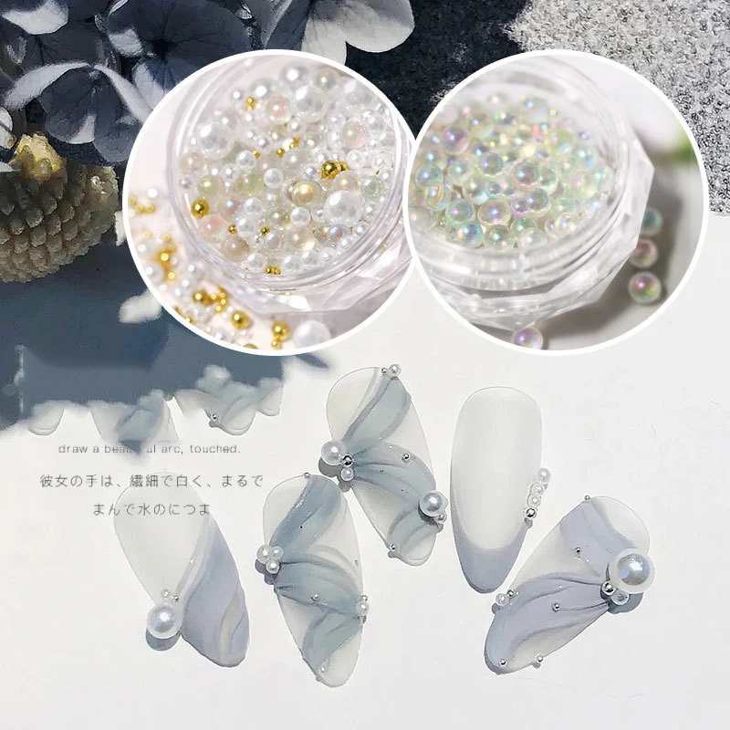 

Жемчужные круглые формы смешанного размера аксессуары для ногтей с жемчугом DIY Искусственные наклейки для ногтей инструмент