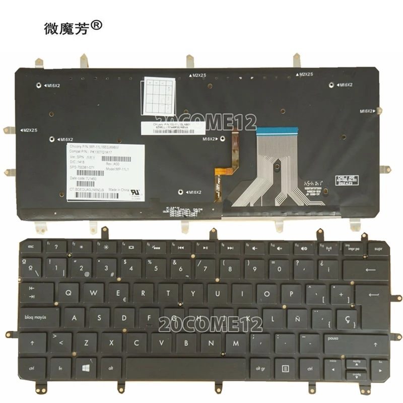 

Keyboard for HP ENVY Spectre XT Pro Ultrabook 13-2000 XT1 Black SP Layout