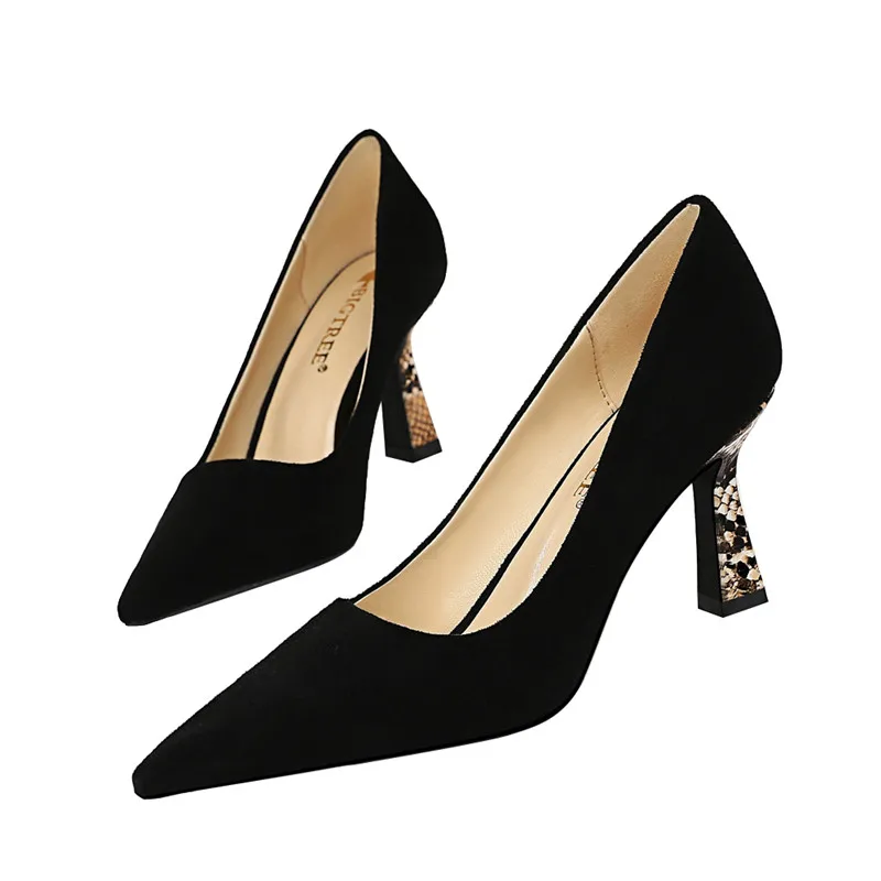 Туфли-лодочки женские замшевые с острым носком 7 5 см 34-43 | Обувь