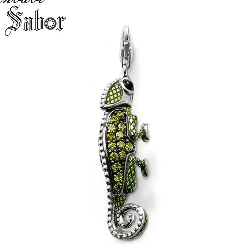Кулон в виде хамелеона и ящерицы Серебряный кулон черный для женщин