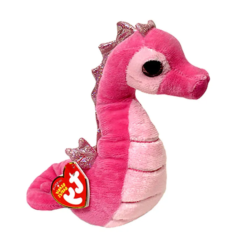 

New 6"15cm TY Big Glitter Eyes Pink seahorse Plush Stuffed Animal Collectible Hippocampus Toy Christmas Birthday Gift