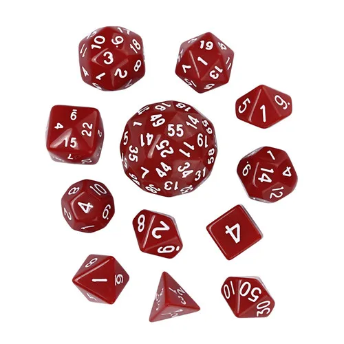red dice set 12 шт. игровые разнообразные игральные кости многогранные акриловые кости D60 dados poliedricos dobbelstenen кости d60 dnd Набор Игральных кубиков 30A20 - Цвет: red dice set