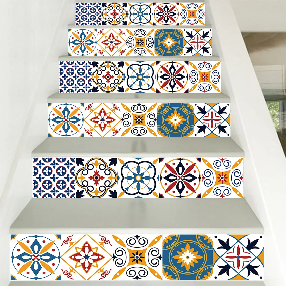 Красочный геометрический узор плитка наклейка домашняя комната декор пола