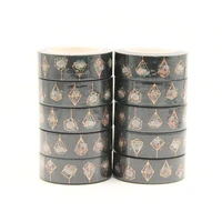 10pcslot 15mm10m foil diamond with red flowers black decorative washi tape scrapbooking masking tape school office supply