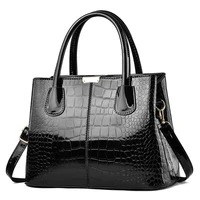 bright leather handbag 2021 new stone pattern simple female bag large capacity one shoulder messenger bag