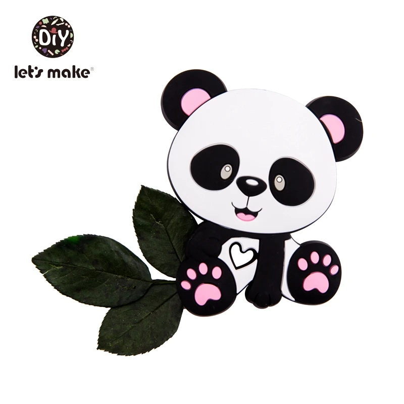 pink panda Давайте сделаем детский Прорезыватель для грызунов, 1 шт., 4-6 месяцев, кролик, животное, кролик, BPA бесплатно, сделай сам, пустышка, цепь, силиконовый прорезыватель, прорезыватель, игрушки для прорезывания зубов - Цвет: pink panda
