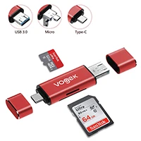 Red Vogek кард-ридер 3 в 1 взаимный обмен данными между компьютером и периферийными устройствами 3,0 SD/микро-sd SDXC карты памяти SDHC смарт-карты памяти адаптер для MacBook Планшетные ПК смартфон - Цвет: Red