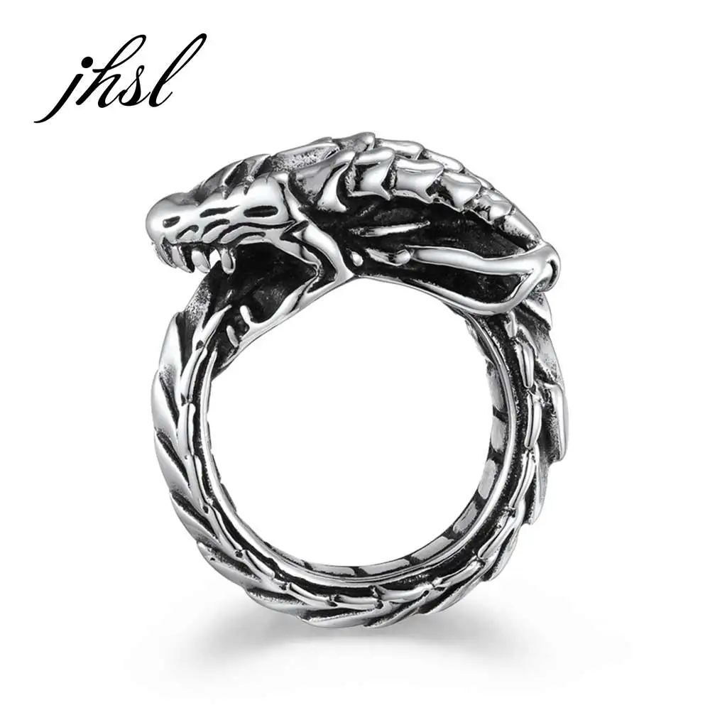 

Мужские кольца, неоготический дракон, новинка, модные ювелирные изделия из нержавеющей стали серебряного цвета, оптовая продажа, размер США...