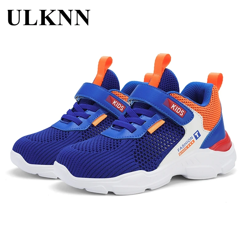 

ULKNN Designer Shoes For Children 3 Colors Breathable Kid Sneaker For Boy Mesh Hook And Loop Antislippery Sport Children's Flats
