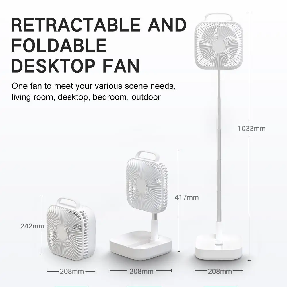 Умный Портативный Складной вентилятор с регулируемым углом бесшумная
