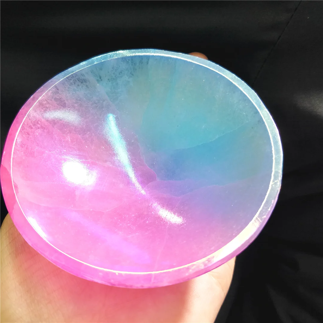 Природный Кварц селенит минеральные гальванизированные чаши кошачий глаз