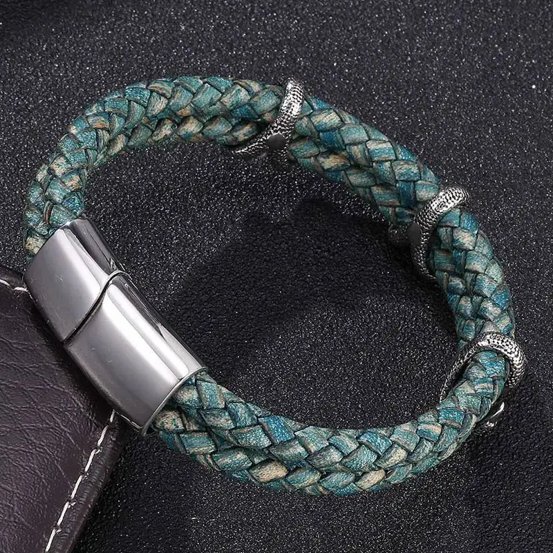 Браслет плетеный кожаный для мужчин и женщин Ювелирное Украшение с когтями