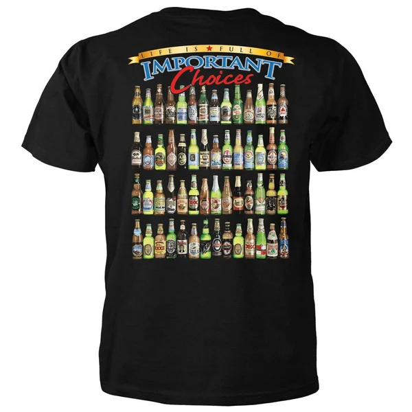 

Life Is Full Of Important Choices Beer Bottle Rows T-Shirt - Dos Equis, samuel A