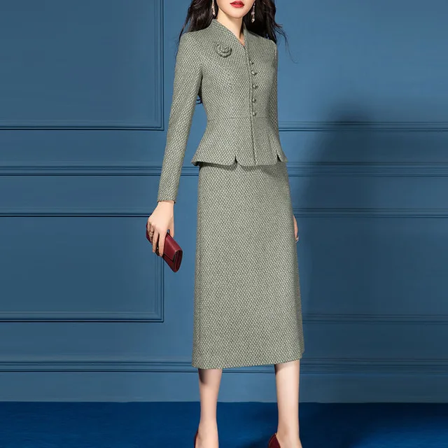 Женское зеленое платье на бретелях костюмы для женщин куртка и комплект из 2