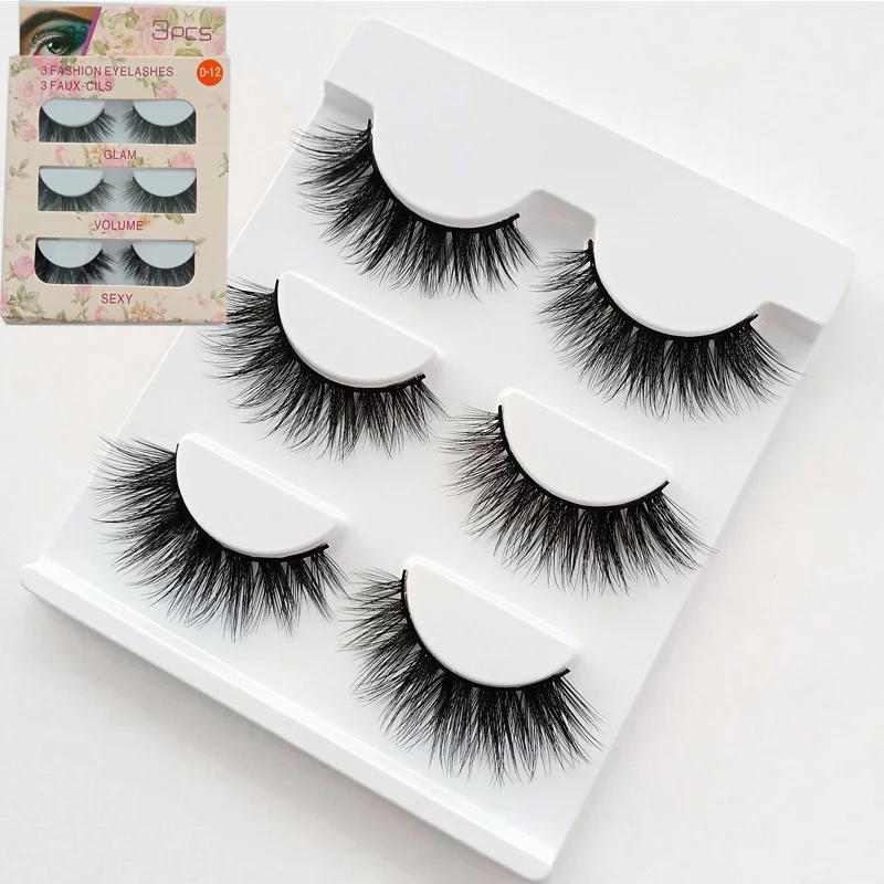 Одна коробка три пары 3d норковые ресницы натуральные перекрестные накладные