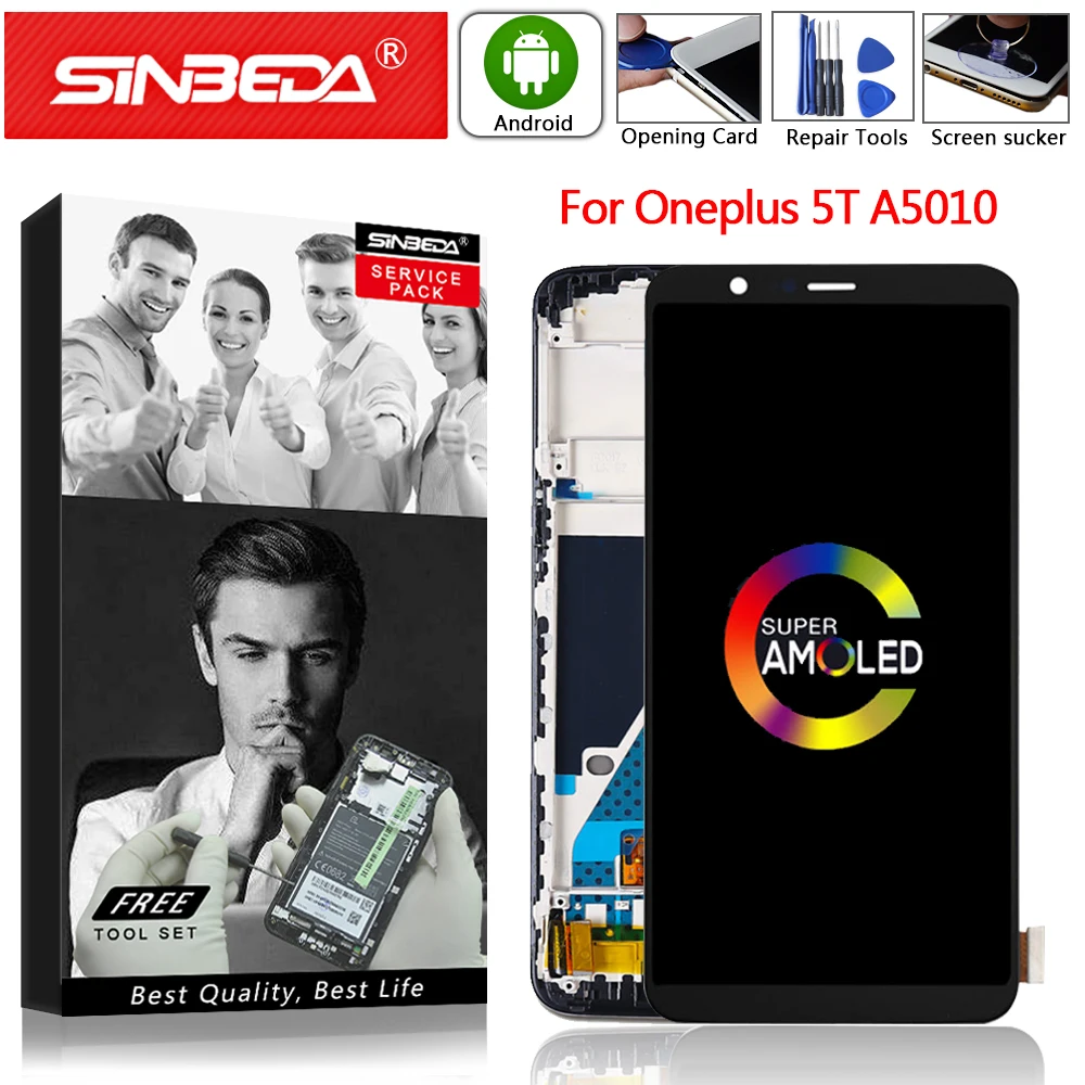 Оригинальный AMOLED ЖК дисплей для Oneplus 5T A5010 сенсорный экран дигитайзер One Plus