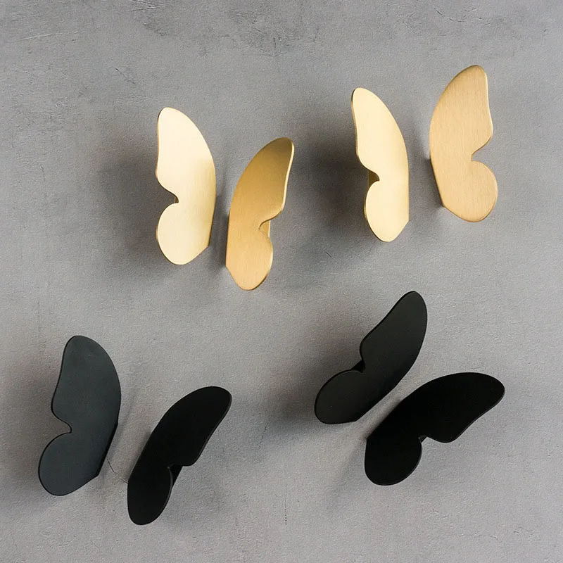 

Butterfly Shape Brass Knobs Golden/BlackFurniture Cupboard Pulls Dresser Wardrobe Drawer Kitchen Cabinet Handles Hardware 1 Pair