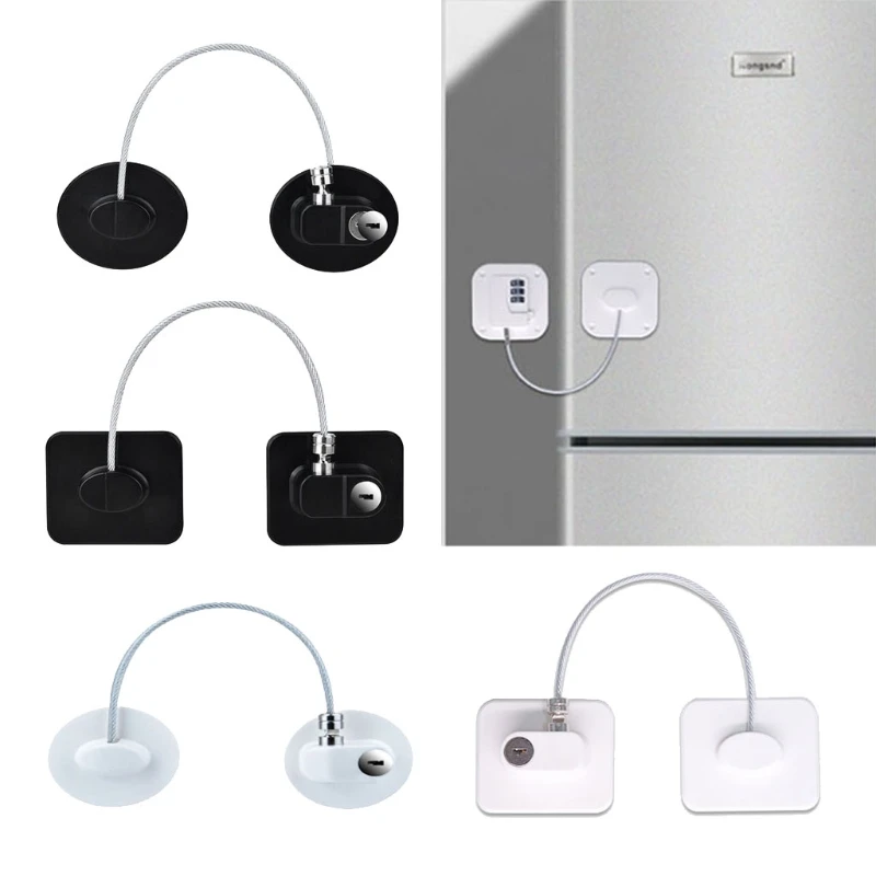 Ventana de bloqueo de seguridad para ni&ntilde;os, l&iacute;mite de bloqueo de puerta de refrigerador de seguridad para ni&ntilde;os con dispositivo Protector de llave adhesivo-0