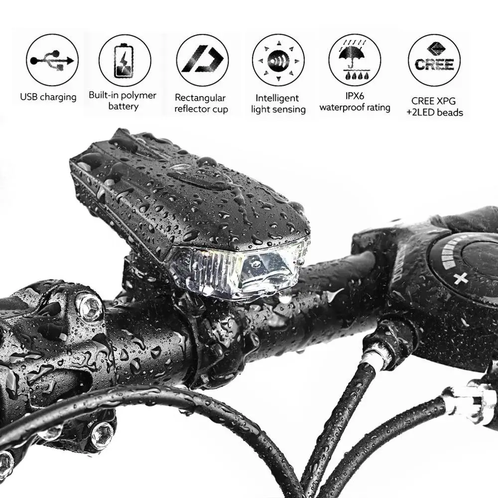 

Super Bright LED Front Safety Light Aluminum Body Water Proof Bicycle Light Quick Release Strap 240 Degree Side Light