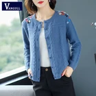 Женский однобортный свитер с вышивкой, с круглым вырезом, свитер в Корейском стиле