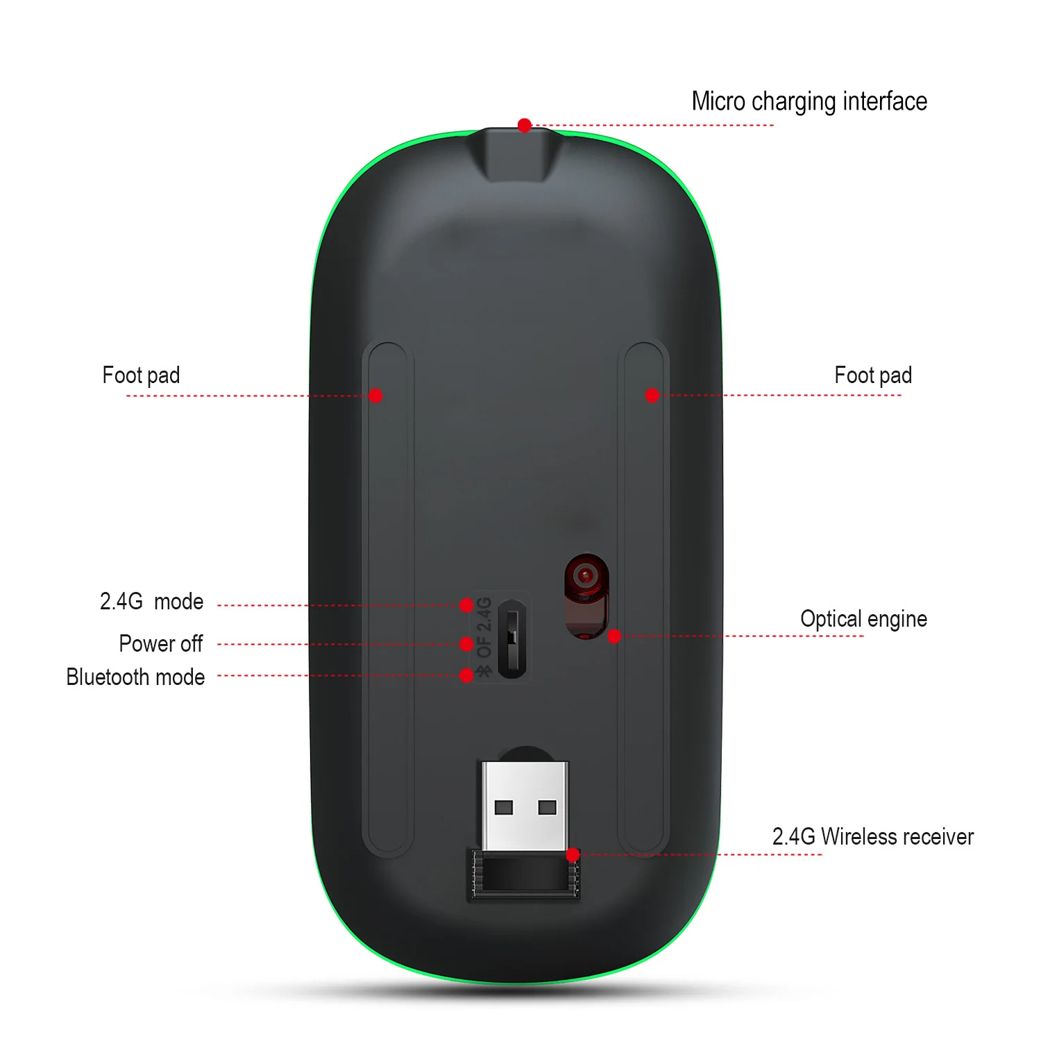 rechargeable mute bluetooth 2 4g dual mode wireless mouse portable mini mouse 1600dpi for pc laptop gaming office free global shipping