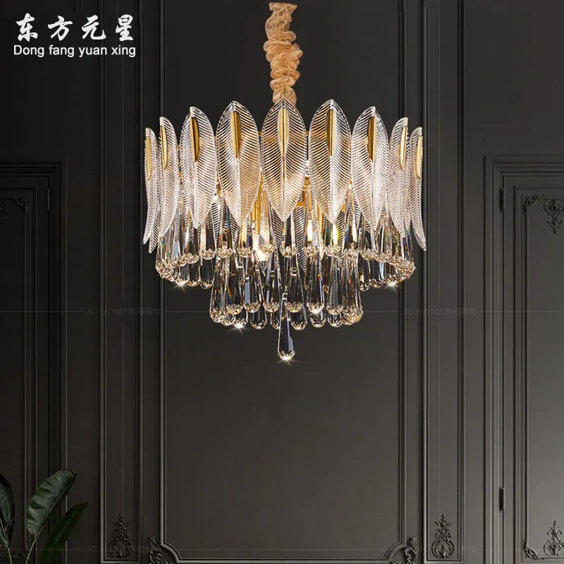 

Современная хрустальная люстра, светильник, роскошный медный домашний декор, круглая гостиная, интерьер, подвесной светильник Fixtur Luster