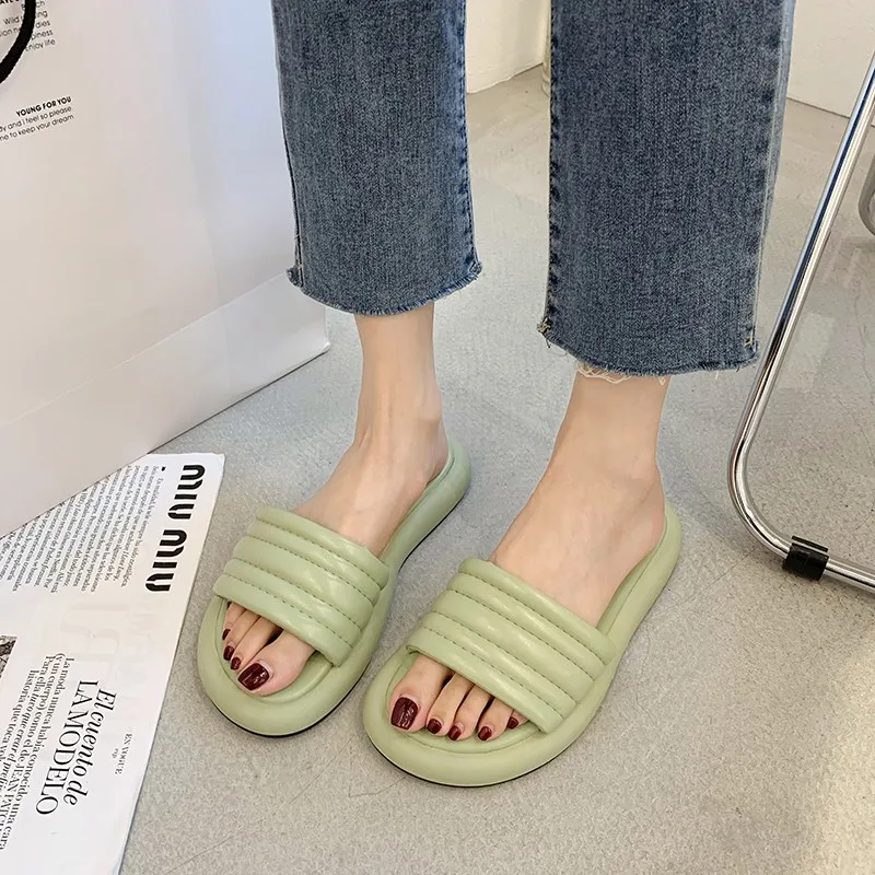 Summer Women's Slippers Floor Flat Shoes Outdoor Pu Flip Flops Women Non-slip Bathroom Household Slippers Zapatillas De Hombre