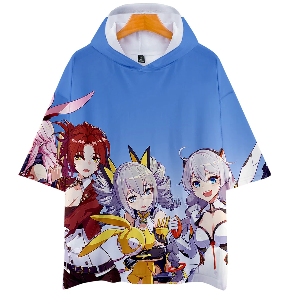 Худи Honkai Impact 3 футболка с коротким рукавом и капюшоном унисекс для пары отдыха