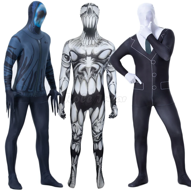 

Halloween Carnival Scary Ghost Zentai Cosplay Costume Adult Man Horror Jumpsuits Zombie Bodysuit Stage Fancy Wear C36M281